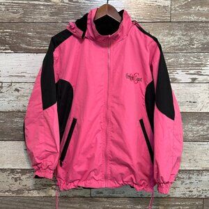 Vintage 90s USA Made Pink & Black Reversible Waterproof Fleece Winter Jacket